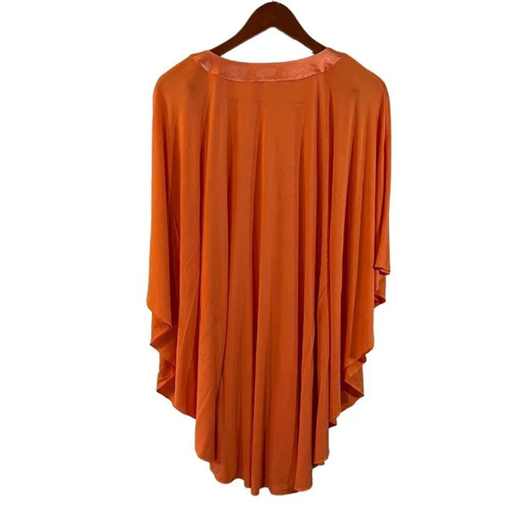 Kenneth Cole Orange Batwing Blouse Size Large Beaded Rhinestone Bling Flowy Top - Picture 3 of 9
